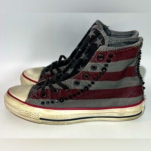 Pre owned Converse Chuck Taylor Shoes Womens 6 American Flag distressed studded